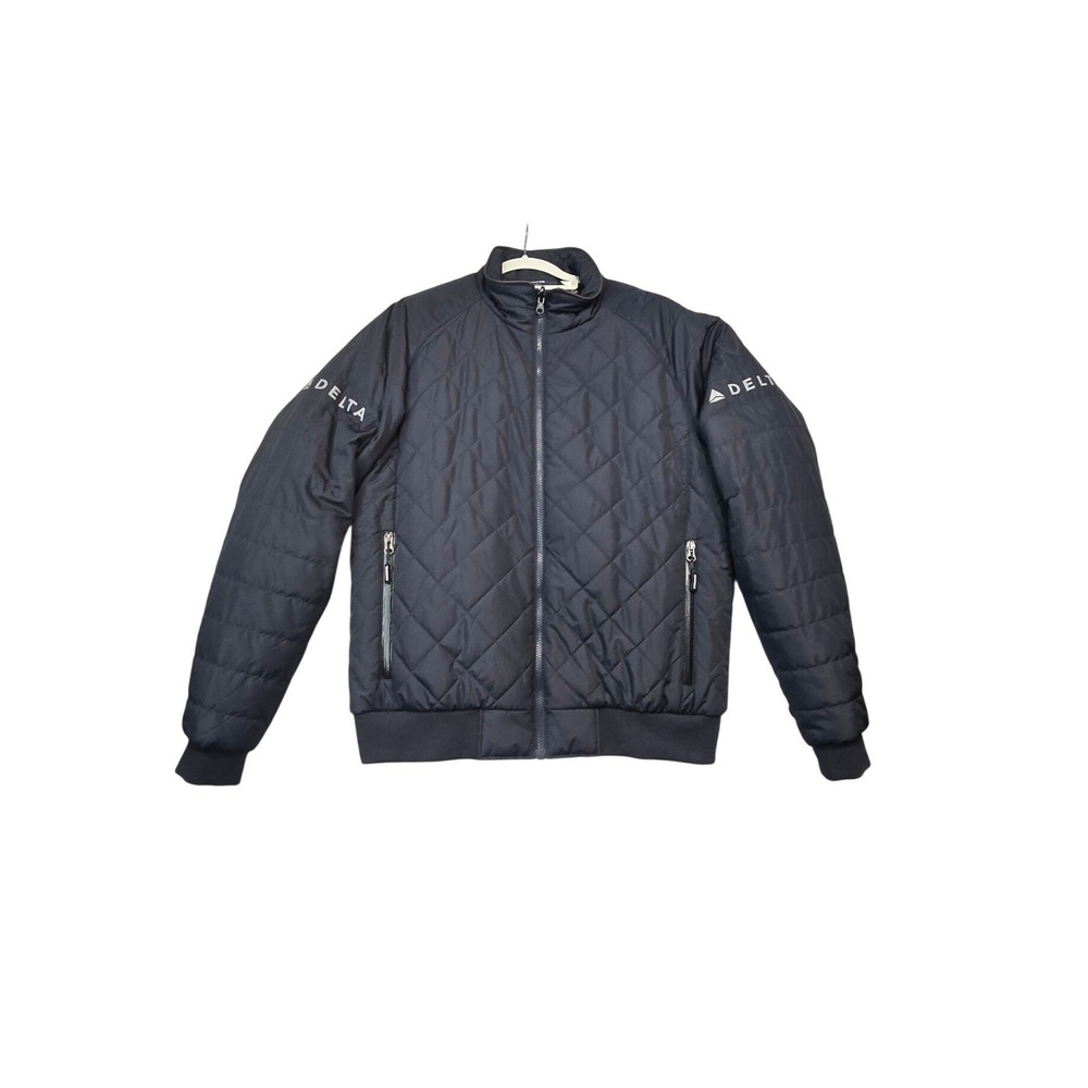 Lands End Delta Air lones Employee Quilted Jacket Mens Medium Black Puffer